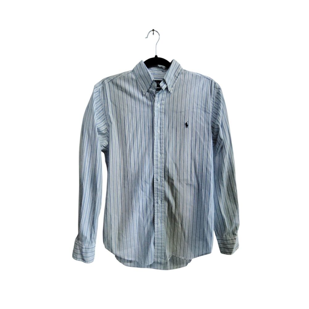 Ralph Lauren Classic Fit White Blue Striped Button Down‎ Long Sleeve Shirt Small